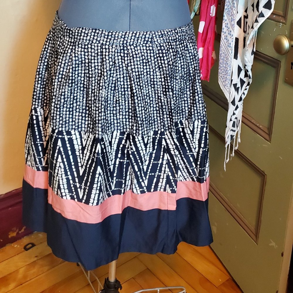Navy and Pink A-Line Skirt